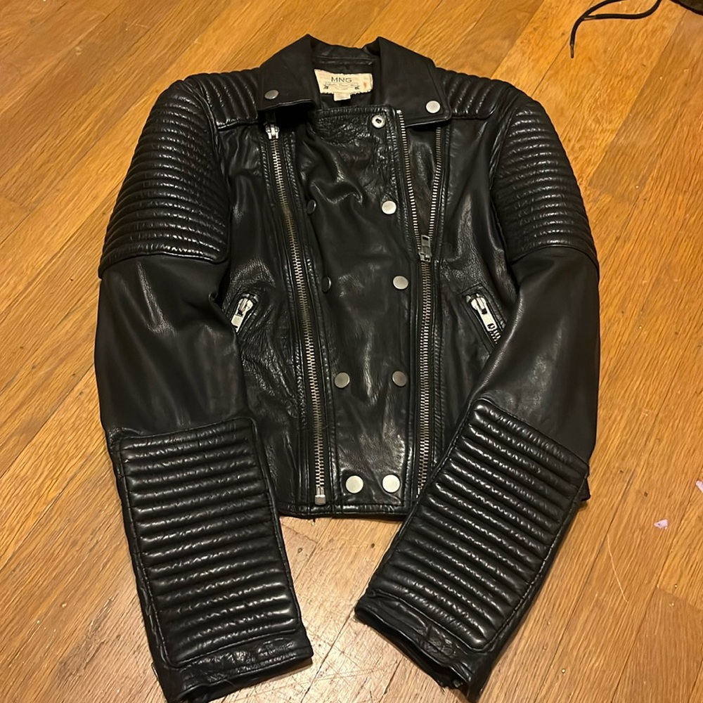 Women’s black leather jacket